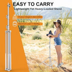 9.2 FT Stainless Steel Photography Stand, Heavy Duty Tripod With 1/4" to 3/8" Screw Adapter for Strobe, LED, alternate view 6