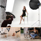 9.2 FT Stainless Steel Photography Stand, Heavy Duty Tripod With 1/4" to 3/8" Screw Adapter for Strobe, LED, alternate view 7
