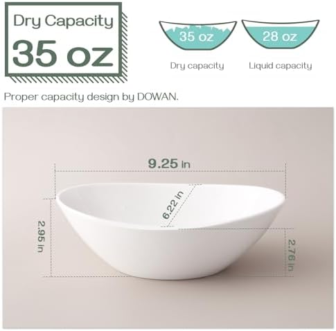 9.25" Serving Bowls, Large Oval Serving Dishes for Wedding and Dinner Parties, 35 Oz for Salad, Side Dishes, alternate view 3