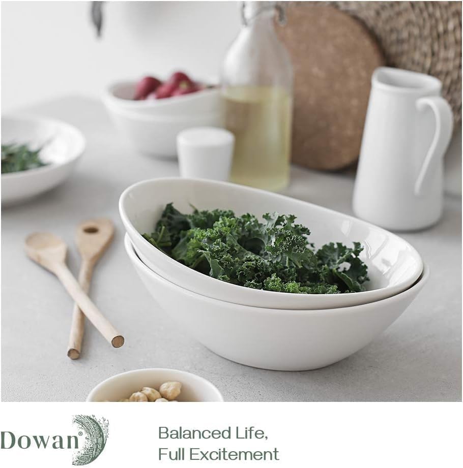 9.25" Serving Bowls, Large Oval Serving Dishes for Wedding and Dinner Parties, 35 Oz for Salad, Side Dishes, alternate view 5