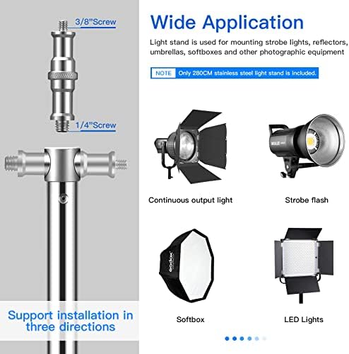 9.2ft Stainless Steel Light Stand, Heavy Duty Photography Tripod, alternate view 2