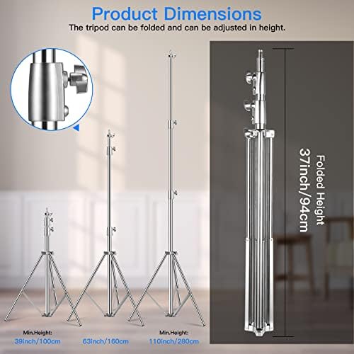 9.2ft Stainless Steel Light Stand, Heavy Duty Photography Tripod, alternate view 3