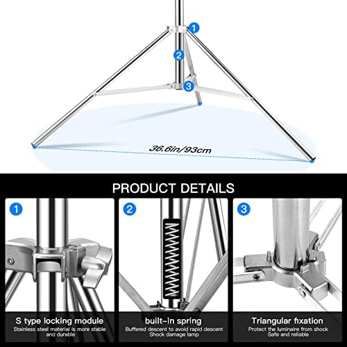 9.2ft Stainless Steel Light Stand, Heavy Duty Photography Tripod, alternate view 6