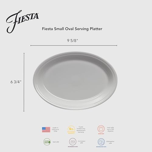 9 5/8” Small Oval Serving Platter - Durable Ceramic, Lead-Safe, Dishwasher/Microwave/Oven Safe - Made in USA, alternate view