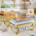 9.5QT Chafing Dishes for Buffet 4 Pack with 7 Pans Glass Lid, Gold in Gold, alternate view 3