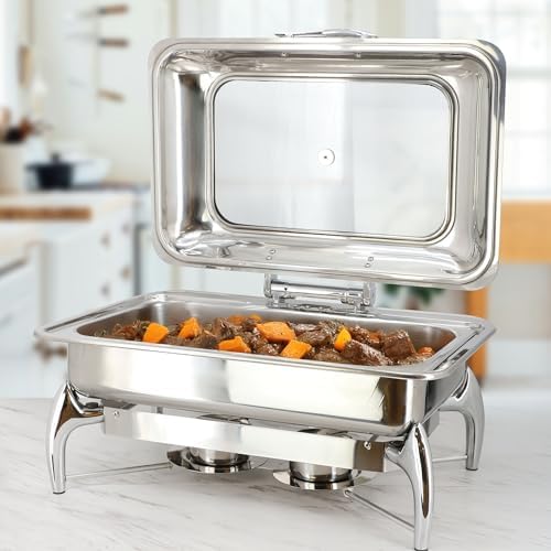 9.5Quart Rectangle Stainless Steel Professional Chafing Dish/Food Warmer/Buffet Server Tray w/Hinged Lid &, alternate view 2