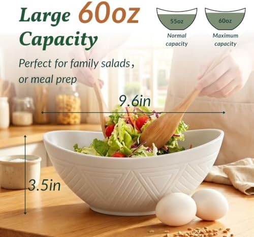 9.6 inch Serving Bowls, Large Serving Dishes for Wedding Parties, 60 Oz for Salad, Side Dishes, Pasta, Oval, alternate view 2