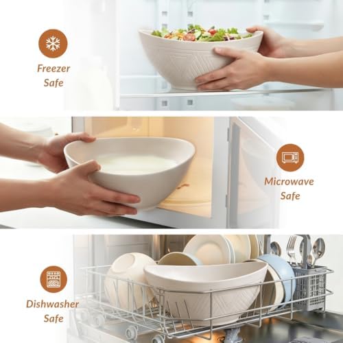 9.6 inch Serving Bowls, Large Serving Dishes for Wedding Parties, 60 Oz for Salad, Side Dishes, Pasta, Oval, alternate view 5