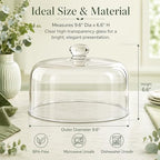 9.6 x 6.6 Inch Glass Cake Dome, Clear Cloche Lid in 9.6 x 6.6 Inch in clear, alternate view 2