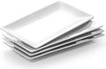 9.7" Rectangle Serving Plates Set of 4 - Restaurant Plates for Party, Wedding, and Entertaining - White