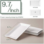 9.7" Rectangle Serving Plates Set of 4 - Restaurant Plates for Party, Wedding, and Entertaining - White, alternate view 3