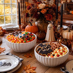 9.8'' Serving Bowls, 86 oz Large Salad Bowl, Ceramic Serving Dishes, Set of 2, Pumpkin Shape for Christmas, alternate view 2