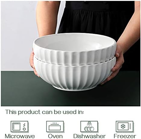 9.8'' Serving Bowls, 86 oz Large Salad Bowl, Ceramic Serving Dishes, Set of 2, Pumpkin Shape for Christmas, alternate view 6