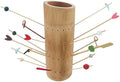 9.84" Bamboo Skewer Holder Food Display Stand Angle Cut Tube Skewers Stand w/ 72 Holes - Carbonized Brown - 3