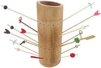 9.84" Bamboo Skewer Holder Food Display Stand Angle Cut Tube Skewers Stand w/ 72 Holes - Carbonized Brown - 3