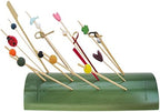 9.84" Bamboo Skewer Holder Food Display Stand Half Cut Skewers Stand w/ 20 Holes - Green - 10 Pieces