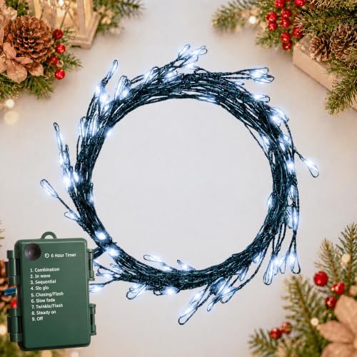 9.8FT 100 LED Battery Operated Firecracker String Lights, Cool White in Cool White