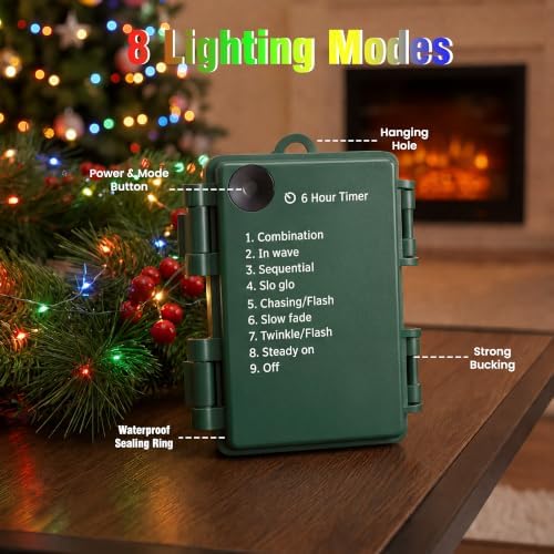 9.8FT 100 LED Battery Operated Firecracker String Lights, Multicolor, alternate view 3