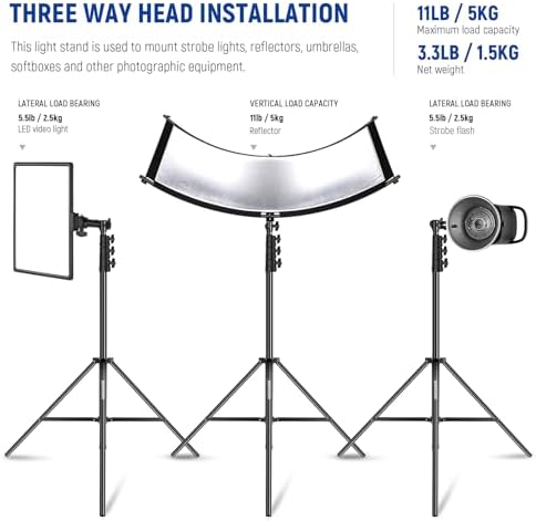 9.8ft/3m Air Cushioned Light Stand, Heavy Duty Metal, alternate view 4