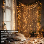 9.8ft×9.8ft Curtain Lights Battery Operated with Timer Warm White in Warm White, alternate view 2