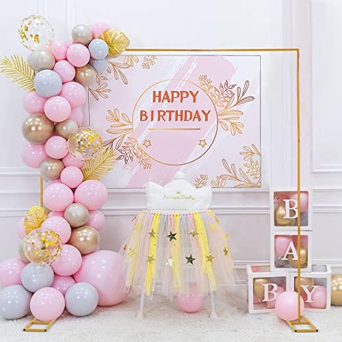 9.8FTx9.8FT Square Backdrop Stand, Yellow Wedding Arches for Ceremony, Rectangular Metal Balloon Arch Stand, alternate view 2