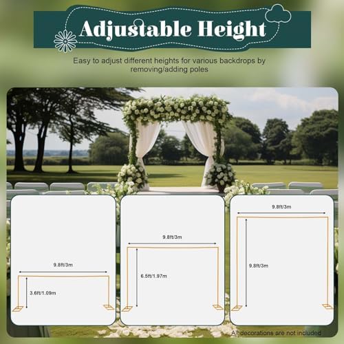 9.8FTx9.8FT Square Backdrop Stand, Yellow Wedding Arches for Ceremony, Rectangular Metal Balloon Arch Stand, alternate view 3