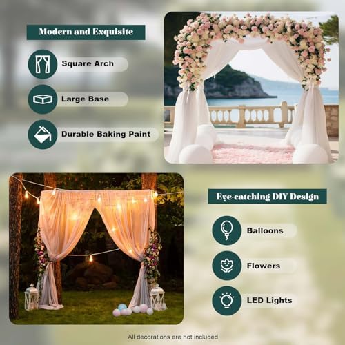 9.8FTx9.8FT Square Backdrop Stand, Yellow Wedding Arches for Ceremony, Rectangular Metal Balloon Arch Stand, alternate view 5