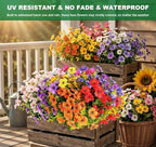 9 Bundles UV Resistant Artificial Flowers for Outdoors, Faux Violets in 9-color Violet, alternate view 2