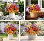 9 Bundles UV Resistant Artificial Flowers for Outdoors, Faux Violets in 9-color Violet, alternate view 4