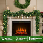 9 FT Artificial Norfolk Pine Garlands with Lights, Pre-Lit Christmas Garland, Real Touch Pine Artificial Faux, alternate view