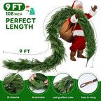 9 FT Artificial Norfolk Pine Garlands with Lights, Pre-Lit Christmas Garland, Real Touch Pine Artificial Faux, alternate view
