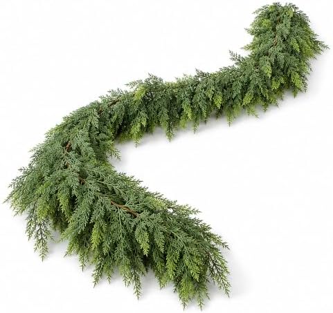 9 FT Christmas Cedar Real Touch Garland for Mantle Decoration in Green