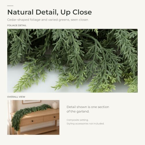 9 FT Christmas Cedar Real Touch Garland for Mantle Decoration in Green, alternate view 3