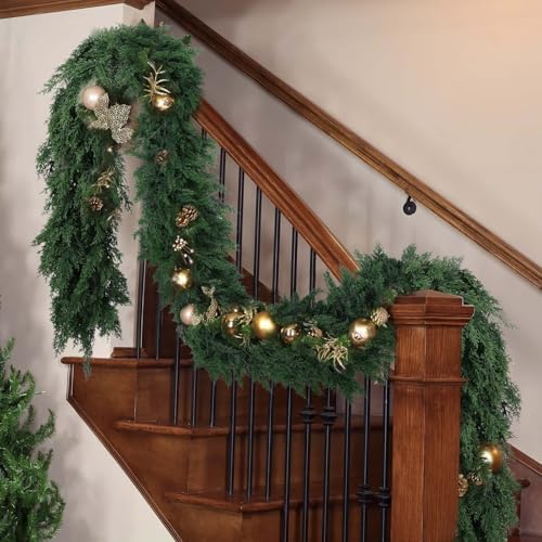 9 FT Christmas Garland, Real Touch Cedar Garlands, 1 Pcs, alternate view 6