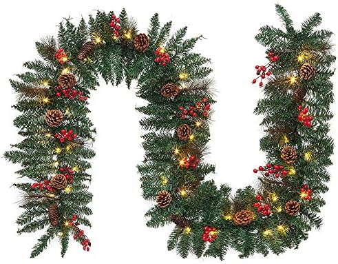 9 FT Christmas Garland with Lights,50 LED Light,9 Modes