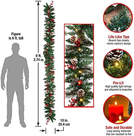 9 FT Christmas Garland with Lights,50 LED Light,9 Modes, alternate view 2