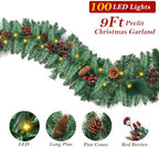9 FT Christmas Garland with Lights,50 LED Light,9 Modes, alternate view 4