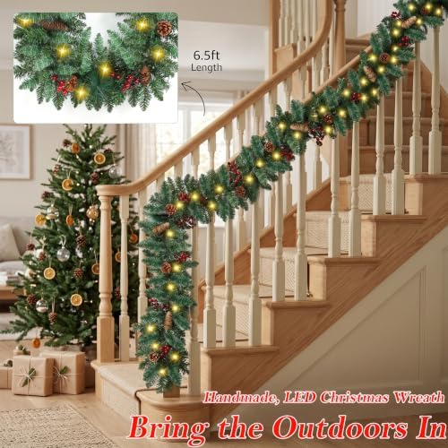 9 FT Christmas Garland with Lights,50 LED Light,9 Modes, alternate view 5