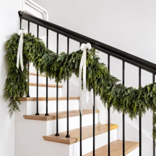 9 FT Thick Christmas Cedar Garland, Soft Touch Cypress Garlands, alternate view 2