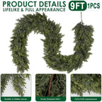 9 FT Thick Christmas Cedar Garland, Soft Touch Cypress Garlands, alternate view 3
