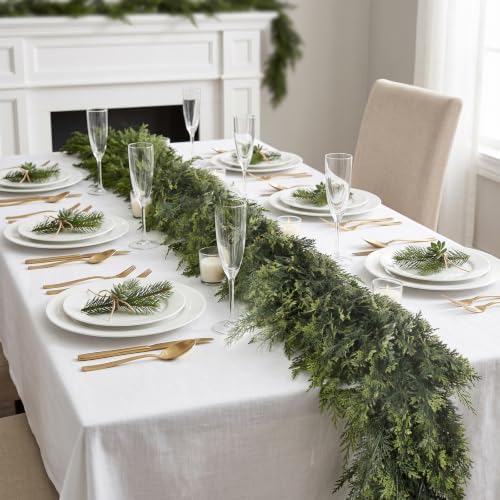 9 FT Thick Christmas Cedar Garland, Soft Touch Cypress Garlands, alternate view 6