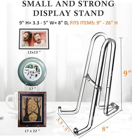 9 Inch 2 Pack Plate Stands for Display - Holder Stand + Acrylic Frame Holder Picture, Decorative Plate, Book, alternate view