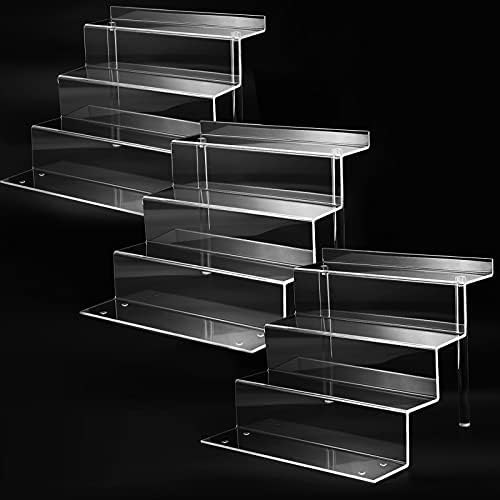 9 Inch Acrylic Shelf for Perfume Organizer in 3 Pack, 4 Tier Funko POP Shelves, Cologne Organizer Tiered Riser