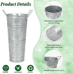 9 Inch High Galvanized Bucket Vase w/Handle 6Pcs White Metal Vases, alternate view 6