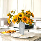 9 Inch High Galvanized Bucket Vase w/Handle 6Pcs White Metal Vases, alternate view 7