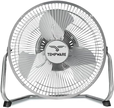9 Inch Metal Floor Fan with 3-Speed and Upgraded Airflow, Silver in Silver