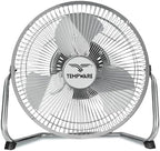 9 Inch Metal Floor Fan with 3-Speed and Upgraded Airflow, Silver in Silver
