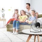 9 Inch Metal Floor Fan with 3-Speed and Upgraded Airflow, Silver in Silver, alternate view 2