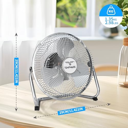 9 Inch Metal Floor Fan with 3-Speed and Upgraded Airflow, Silver in Silver, alternate view 3