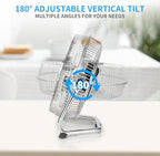9 Inch Metal Floor Fan with 3-Speed and Upgraded Airflow, Silver in Silver, alternate view 5